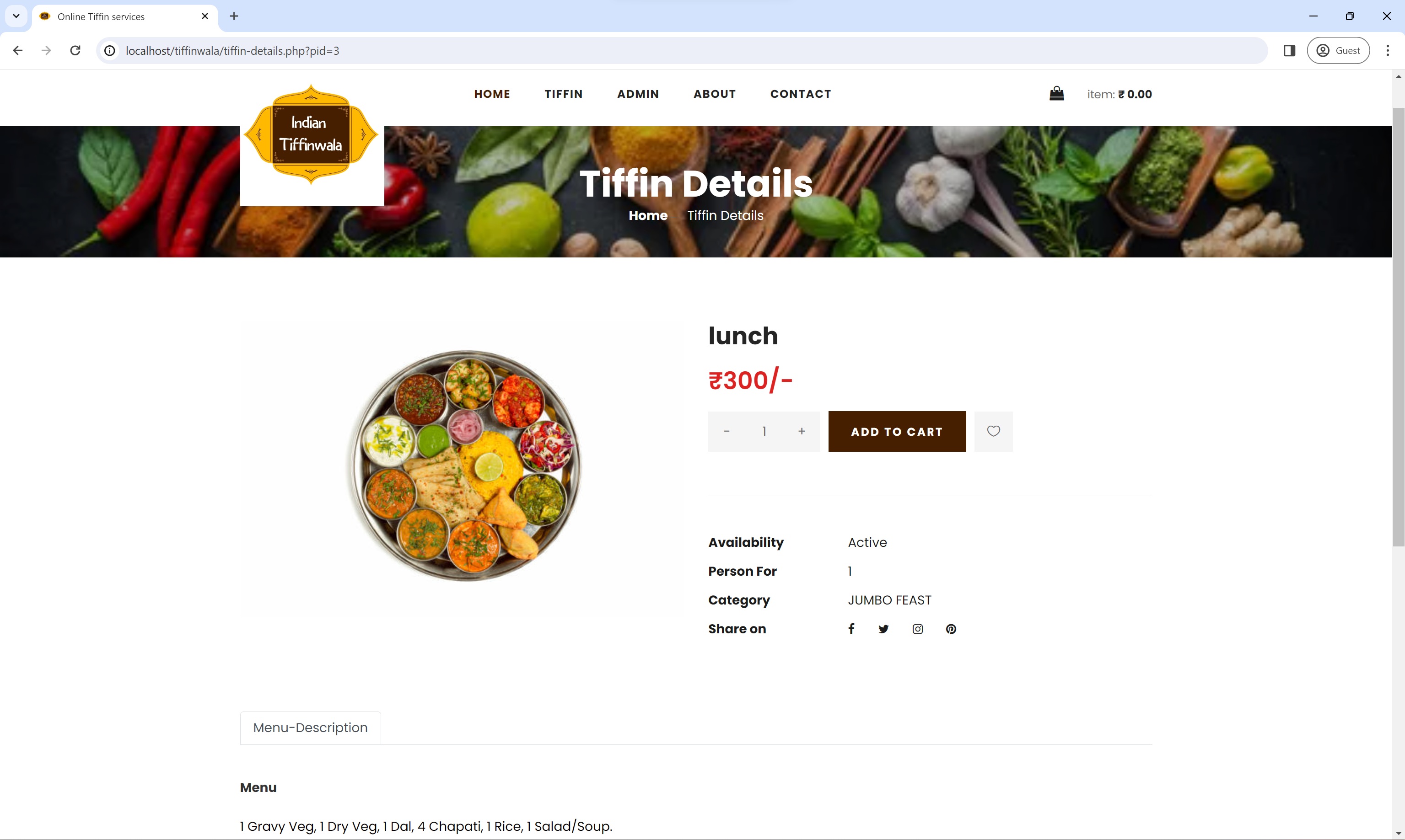  Online Tiffin Management System Project In Php